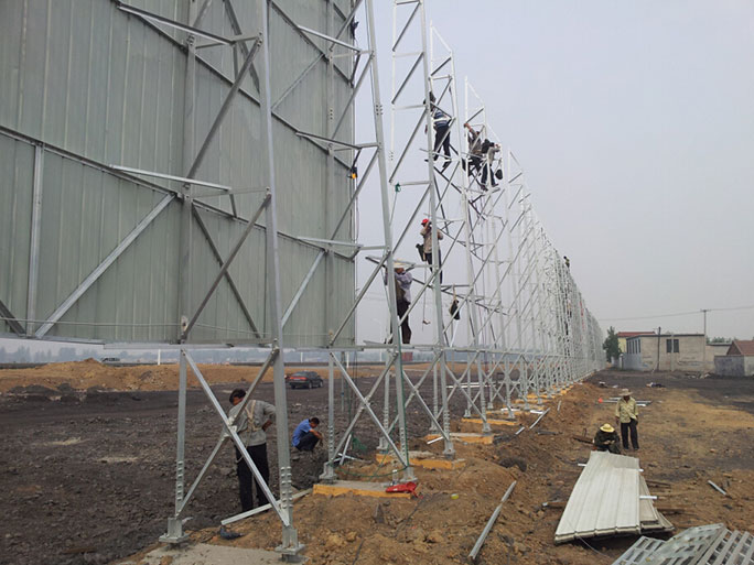 Angle iron structure hoardings site installation pictures